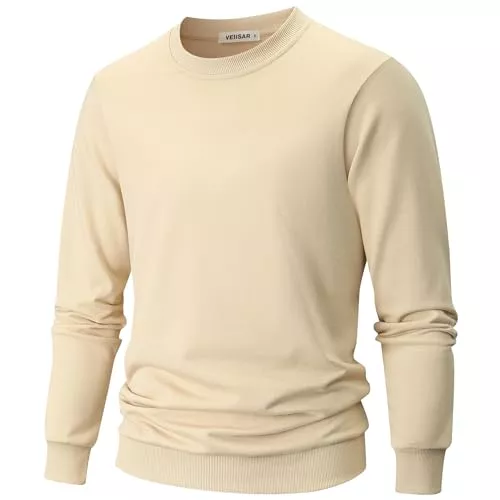 VEIISAR Pullover & Strickmode VEIISAR Sweatshirt Herren Langarm aus weicher Baumwolle - 310g Bequemer Pullover mit Rundhals für Herbst und Winter