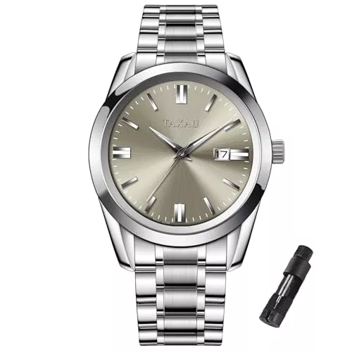 Taxau Uhren Taxau Edelstahl Herrenuhren wasserdichte Uhren Luxus Business Uhren Multifunktion Leuchtdatum Geschenk Männer
