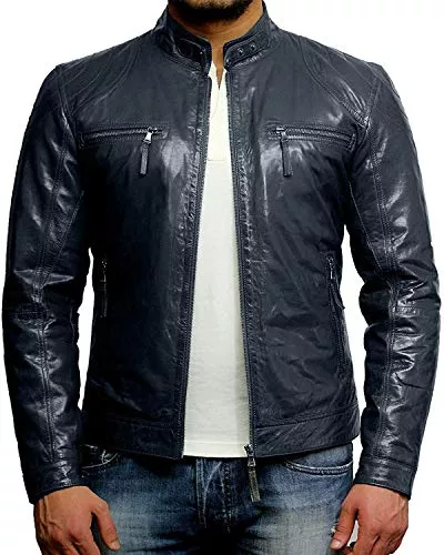 BRANDSLOCK Jacken Brandslock Herren-Bikerjacke aus echtem Lammleder