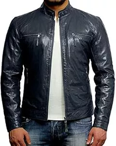 BRANDSLOCK  Brandslock Herren-Bikerjacke aus echtem Lammleder