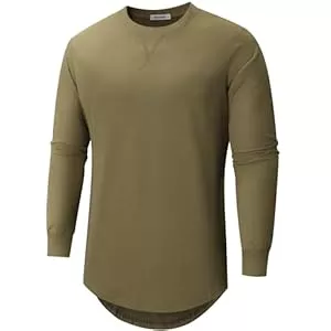 VEIISAR  VEIISAR Herren Dickes Rundhalsmantel T-Shirt mit Herren 100 Baumwolle Heavy Duty Preshrunk Longline Shirt