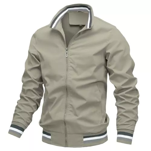 AIEOE Jacken AIEOE Herren Bomberjacke Leichte Übergangsjacke Casual Stehkragen Herbst Frühling Bomber Jacke Sportjacke mit Reißverschlusstaschen - L-6XL=(EU/US S-4XL)