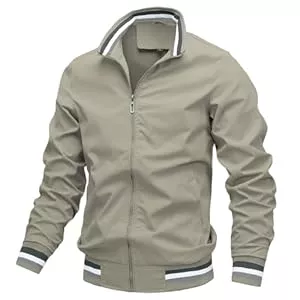 AIEOE  AIEOE Herren Bomberjacke Leichte Übergangsjacke Casual Stehkragen Herbst Frühling Bomber Jacke Sportjacke mit Reißverschlusstaschen - L-6XL=(EU/US S-4XL)