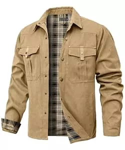 Zaitun  Zaitun Herren Flanell gefüttert Jacke Jacke kariert gebürstet Futter Cowboy Western Twill Outdoor Shirt Jacke