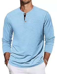 TARAINYA Langarmshirts TARAINYA Henley T-Shirts Herren Baumwolle Langarmshirt Einfarbig Basic Tee Longslevee mit Tasche M-4XL