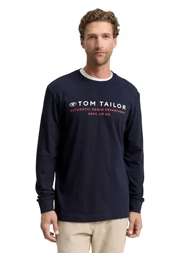 TOM TAILOR Langarmshirts Tom Tailor Herren Langarmshirt mit Logo-Print