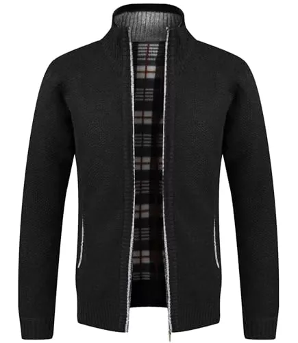 GLESTORE Strickjacken GLESTORE Strickjacke Herren Trachtenjacke Cardigan Fleecejacke Strickjacken für Herren Strickfleecejacke