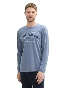 TOM TAILOR Langarmshirts TOM TAILOR Herren Basic Langarmshirt mit Schrift-Print