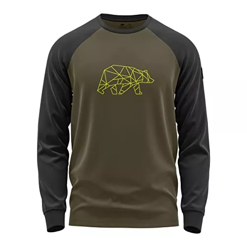 FORSBERG Langarmshirts FORSBERG Longsleeve Raglar Shirt Langarm zweifarbig grau schwarz mit polygonem Bären Logo auf der Brust
