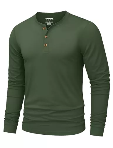 TACVASEN Poloshirts TACVASEN Herren Henley Shirt Baumwolle Langarm Basic Tshirt mit Knopfleiste Regular Fit Freizeithemd Casual Shirts