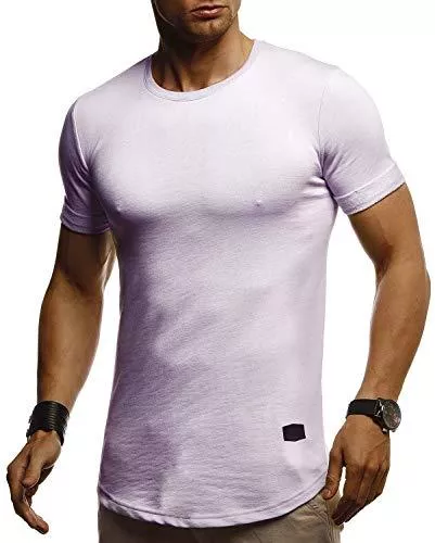 LEIF NELSON T-Shirts Leif Nelson Herren Sommer T-Shirt Rundhals Ausschnitt Slim Fit Baumwolle-Anteil Cooles weißes schwarzes Basic Männer T-Shirt Crew Neck Jungen Kurzarmshirt O-Neck Kurzarm Sleeve Top Lang LN8311
