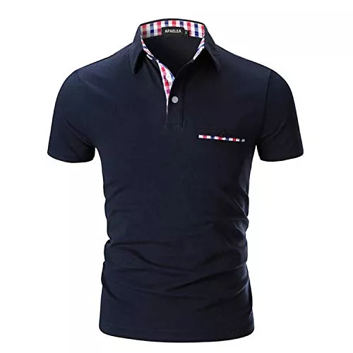 APAELEA Poloshirts APAELEA Herren Poloshirt Kurzarm Sommer Freizeit Plaid Spleißen Polo Kragen Tops Golf T-Shirt