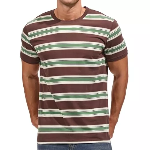 VEIISAR T-Shirts VEIISAR Gestreiftes Herren T-Shirt aus 95% Baumwolle &amp; 5% Elasthan – Bequemes &amp; elastisches T-Shirt – Casual Freizeit-Shirt