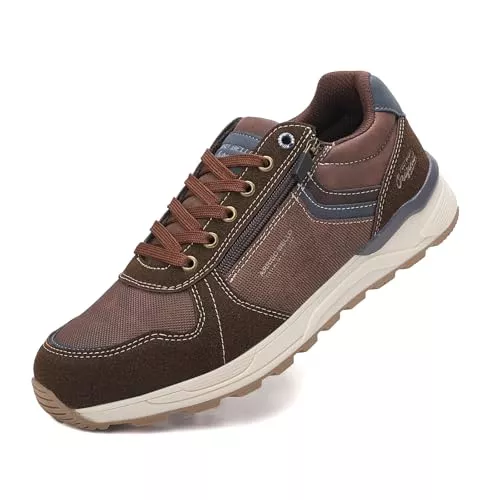 ARRIGO BELLO Sneaker & Sportschuhe ARRIGOBELLO Freizeitschuhe Herren Schuhe Kunstleder Sneaker Bequem Sportschuhe Reißverschlüsse Walkingschuhe Leichtgewicht Arbeitsschuhe EU41-46