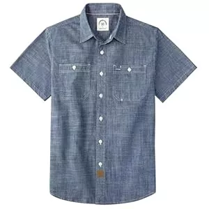 Dubinik Hemden Dubinik® Herren Kurzarm Chambray Hemd Leichte Baumwolle Regular Fit Zwei Brusttaschen Urban Casual Stil