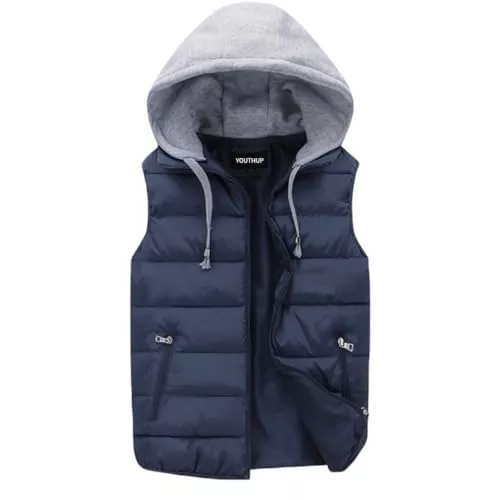 YOUTHUP Westen YOUTHUP Herren Steppweste mit Kapuze Leicht Winterweste Outdoor Dicke Freizeit Gilet Ärmellos Jacke Sport Weste