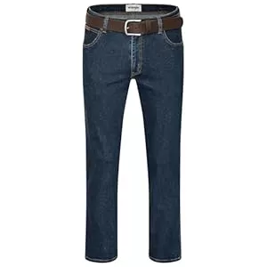 Wrangler Jeans Wrangler Texas Herren-Stretchjeans Regular Fit Authentic Straight in verschiedenen Waschungen mit Gürtel in schwarz oder braun