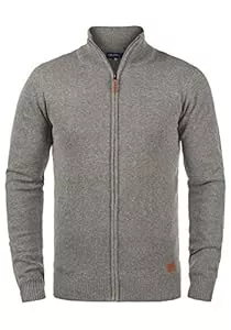 b BLEND Strickjacken Blend BHNorman Herren Strickjacke Cardigan Feinstrick Pullover mit Stehkragen Reißverschluss Rippbündchen Baumwollmischung Regular fit
