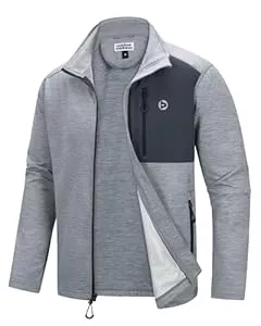 Outdoor Ventures  Outdoor Ventures Herren Sportjacke Leichte Funktionsjacke Übergangsjacke Fleecejacke mit 5 Taschen Freizeitjacke Trainingsjacke für Freizeit und Outdoor