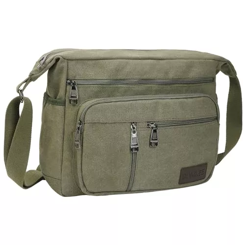BOMKEE Taschen & Rucksäcke BOMKEE Umhängetasche Herren, Messenger Bag Groß Leinwand Schultertasche Shoulder Tasche 15.6 Zoll Laptop Bag für Arbeit Schule Reisen