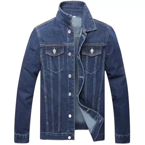 LZLER Jacken LZLER Jeansjacke Herren Slim Fit Herrenjacke Klassische Denim Jeansmantel Gewaschener Blau Truckerjacke Freizeitjacke für männer