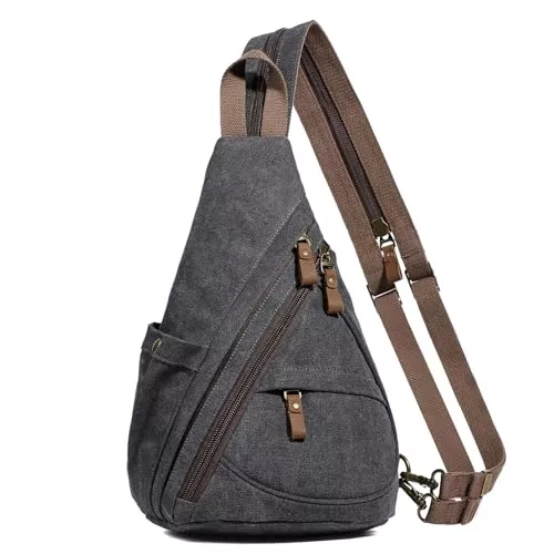 KL928 Taschen & Rucksäcke KL928 Canvas Sling Bag Rucksack Damen und Herren – Schulterrucksack Umhängetasche Crossbag Verstellbarem Schultergurt Perfekt für Outdoorsport, Wandern, Radfahren, Bergsteigen, Reisen