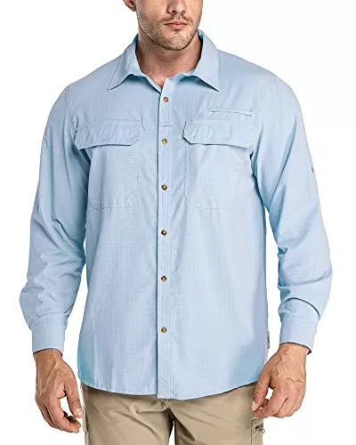 33,000ft Hemden 33,000ft Herren Sportshemd Langarmhemd Atmungsaktives Funktionshemd Schnelltrocknende Shirt Outdoorhemd für Männer Frühling Sommer Herbst Wandern Angeln Shirts