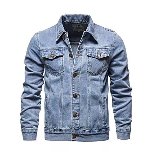 ZF YLYH Jacken ZF YLYH Herren Jeansjacke Jacken Gewaschener Denim Übergangsjacke Frühlings Herbst Jacke Mantel Vintage Herrenjacke Klassische Denim Cargo Coat Slim Fit Jacket Übergangs