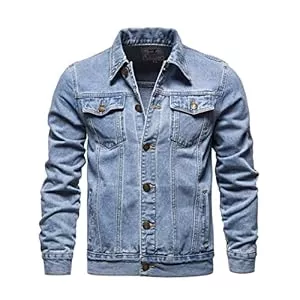 ZF YLYH Jacken ZF YLYH Herren Jeansjacke Jacken Gewaschener Denim Übergangsjacke Frühlings Herbst Jacke Mantel Vintage Herrenjacke Klassische Denim Cargo Coat Slim Fit Jacket Übergangs