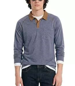 GLESTORE Poloshirts GLESTORE Poloshirt Herren Langarm Casual Longsleeve Polo Giraffe Stickerei Langarmshirt