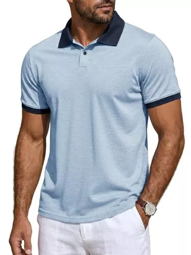 Runcati Poloshirts Runcati Herren Poloshirt Sommer Kurzarm Golf Shirt Männer Regular Fit Kontrast T-Shirt Basic Casual Knopfleiste Freizeit Polohemd