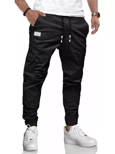 LIUPMWE Hosen LIUPMWE Herren Hose Chino Cargo Hose Jogginghose Herren Baumwolle Casual Sweatpants Herren Freizeithose Elastische Pants Taille mit Kordelzug Taschen