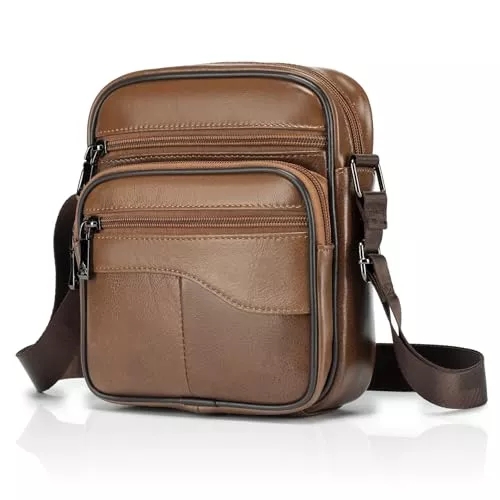 SPAHER Taschen & Rucksäcke SPAHER Umhängetasche Leder Herren Schultertasche Wasserdicht Herrentaschen Leder Tasche Handtasche für Männer Klein Crossbody Bag für Arbeit Vintage Messenger Bag für Alltagsleben