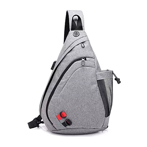 FANDARE Taschen & Rucksäcke FANDARE Leicht Brusttasche Sling Rucksack Schultertasche mit USB Chest Bag Crossbody Umhängetasche Sporttasche für Herren Damen Junge Mädchen Reise Crossover Daypack Wandern Bergsteigen Polyester
