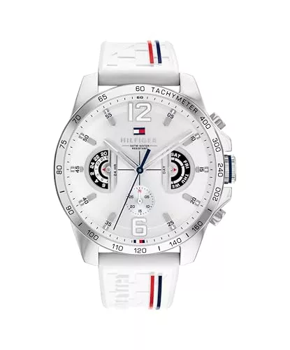 Tommy Hilfiger Uhren Tommy Hilfiger Analoge Multifunktionale Quarz-Uhr für Herren mit Silikon-, Edelstahl- oder Lederarmband, Unterzifferblätter für Tag und Datum, Wasserdicht bis 5ATM.
