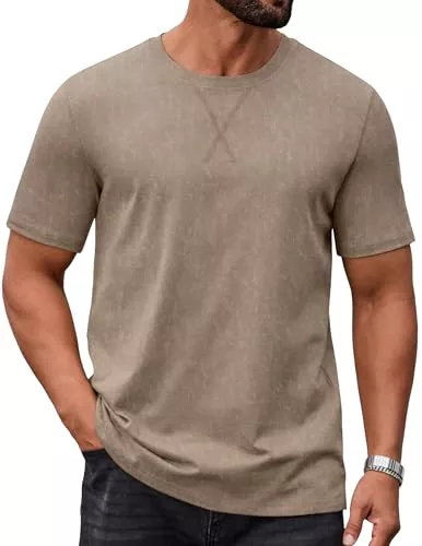 COOFANDY T-Shirts COOFANDY Herren T-Shirt Rundhals Baumwolle Kurzarm Shirt Sommer Casual Regular Fit Tee