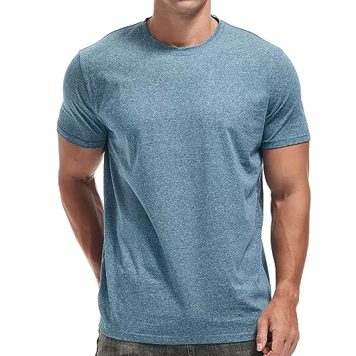VEIISAR T-Shirts VEIISAR Herren Langarm und Kurzarm T-Shirt aus 200g Baumwolle - Zweiarben-Melange Unterzieh-Shirt - Weich, Dehnbar