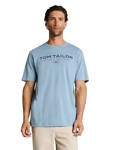 TOM TAILOR T-Shirts TOM TAILOR Herren T-Shirt aus Baumwolle mit Logo-Print