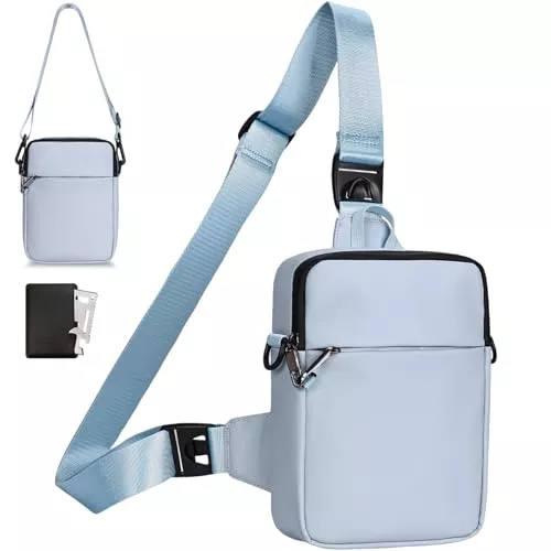 Eshow Taschen & Rucksäcke Eshow Umhängetasche Herren Damen, Anti-Diebstahl Brusttasche Schultertasche Wasserdicht Klein, Crossbody Sling Bag mit RFID-Schutztasche und Sicherheits-Reißverschluss für Reisen Outdoor