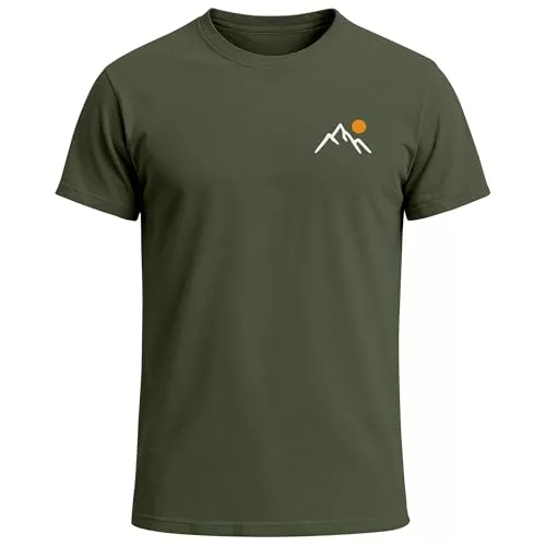 Neverless T-Shirts Neverless® Herren T-Shirt mit Bergmotiv | Minimalistisches Outdoor Grafikshirt mit Sonnen-Print Natur Logo | Kurzarmshirt Baumwolle Fashion Streetstyle