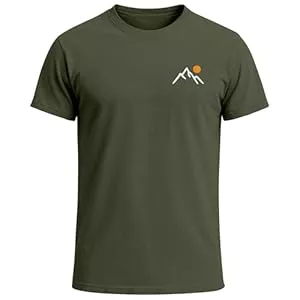 Neverless T-Shirts Neverless® Herren T-Shirt mit Bergmotiv | Minimalistisches Outdoor Grafikshirt mit Sonnen-Print Natur Logo | Kurzarmshirt Baumwolle Fashion Streetstyle