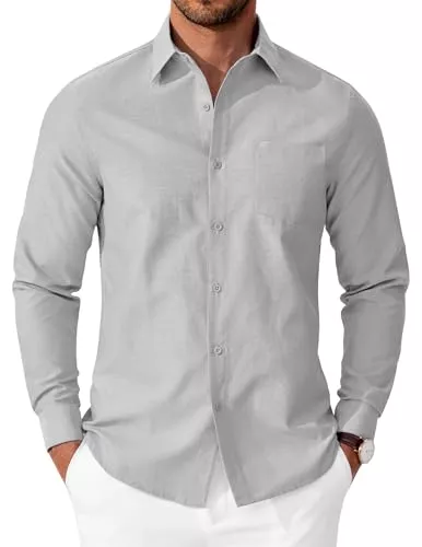 COOFANDY Hemden COOFANDY Hemd Herren Langarm Regular Fit Oxford Hemd Baumwolle Freizeithemd Businesshemd Herrenhemden Langarm Oberhemd mit Tasche