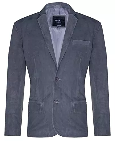 Infinity Leather Blazer Infinity Leather Herren-Veloursleder-Blazer-Jacke Weicher echter italienischer Ledermantel
