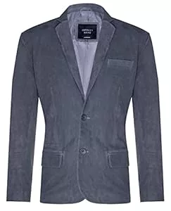Infinity Leather  Infinity Leather Herren-Veloursleder-Blazer-Jacke Weicher echter italienischer Ledermantel