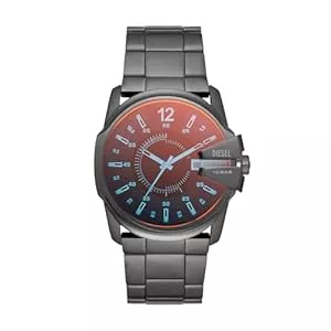 Diesel  Diesel Herrenuhr Master Chief Dreizeiger, Gehäusegröße 46 mm, Edelstahluhr mit Lederarmband