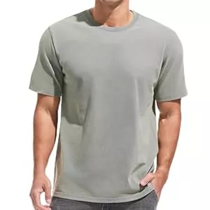 VEIISAR T-Shirts Herren Dick T-Shirt 100% Baumwolle Heavyweight 250g/m² Stone Washed Ultra Weich Regular Fit Bequem Vintage Look Kurzarm Basic