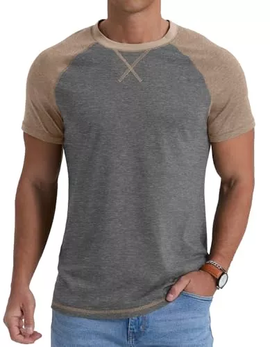 QIXING T-Shirts QIXING Herren T-Shirt aus Baumwolle Kurzarm Rundhals Sommer T Shirt Leicht Regular Fit Atmungsaktiv Casual Oberteile