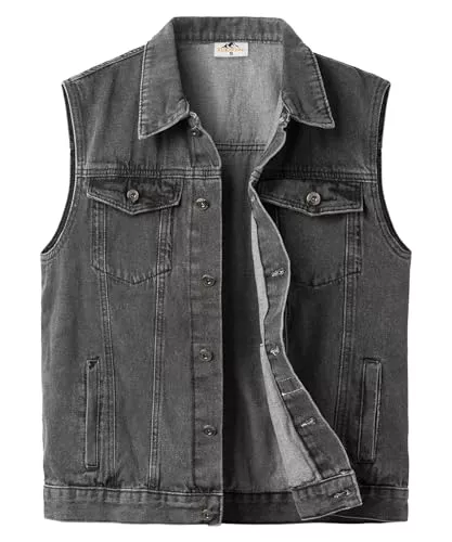 Yukirtiq Westen Yukirtiq Herren Jeansweste Vintage Ärmellose Jeansjacke Cowboy Denim Weste Biker Kutte Jeans für Männer