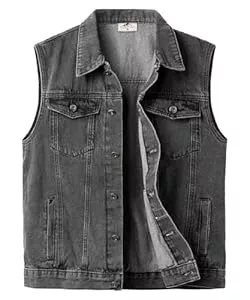 Yukirtiq Westen Yukirtiq Herren Jeansweste Vintage Ärmellose Jeansjacke Cowboy Denim Weste Biker Kutte Jeans für Männer