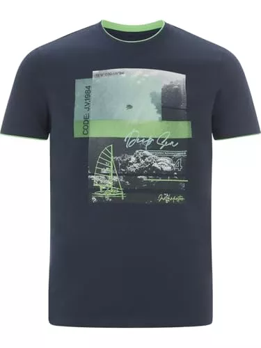 Jan Vanderstorm T-Shirts Jan Vanderstorm Herren T-Shirt Hakejan Bedruckt mit Segelboot-Motiv, hochwertige Kontrastdetails an kurzem Ärmel und Rundhals-Ausschnitt 100% Baumwolle, Übergröße bis 7XL